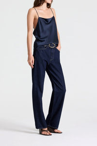 Sari Top in Crepe Back Silk Satin Blueberry