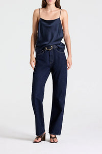 Sari Top in Crepe Back Silk Satin Blueberry
