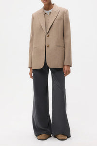 Sweet Pea Blazer Without Pintuck in Stretch Wool Timber Wolf Multi