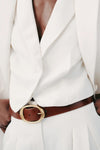 Wide Leather Belt in Cognac