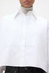 Soon To Be Ex Shirt With Bib in Super Compact Poplin White