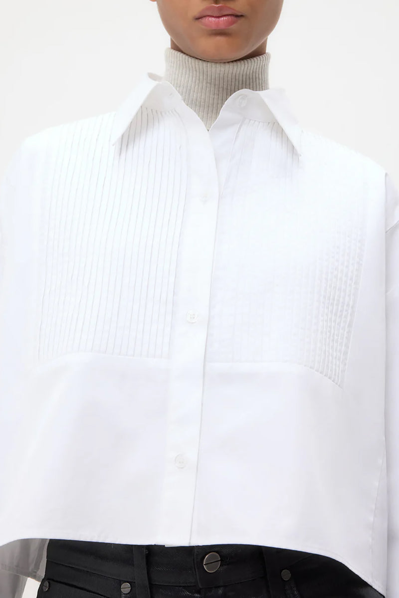 Soon To Be Ex Shirt With Bib in Super Compact Poplin White