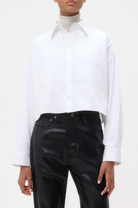 Soon To Be Ex Shirt With Bib in Super Compact Poplin White