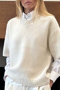 The Big V Sweater in Ivory