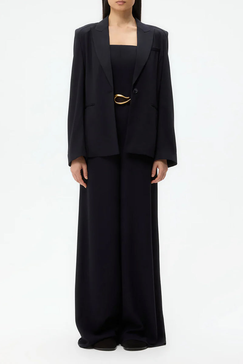 Boy Blazer in Drapey Wool Crepe Midnight
