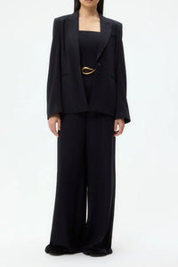 Boy Blazer in Drapey Wool Crepe Midnight