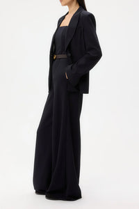 Boy Blazer in Drapey Wool Crepe Midnight