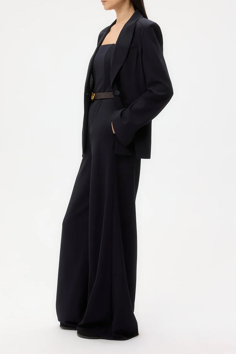 Boy Blazer in Drapey Wool Crepe Midnight