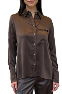 Joey Shirt in Silk Charmeuse in Delicioso