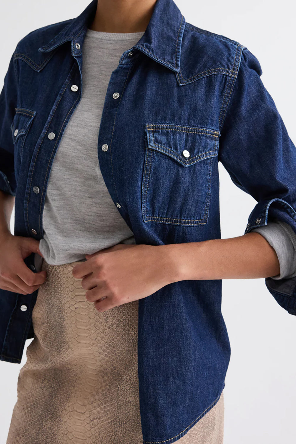 Cowboy Take Me Away Shirt in Denim Shirting Dark Stone