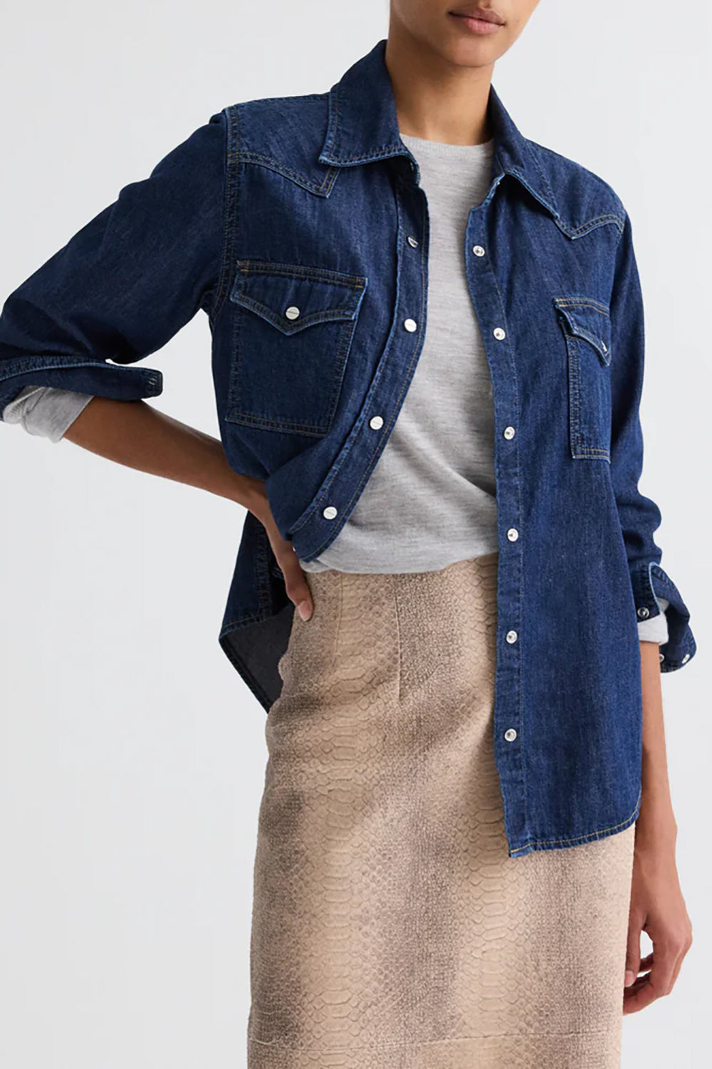 Cowboy Take Me Away Shirt in Denim Shirting Dark Stone