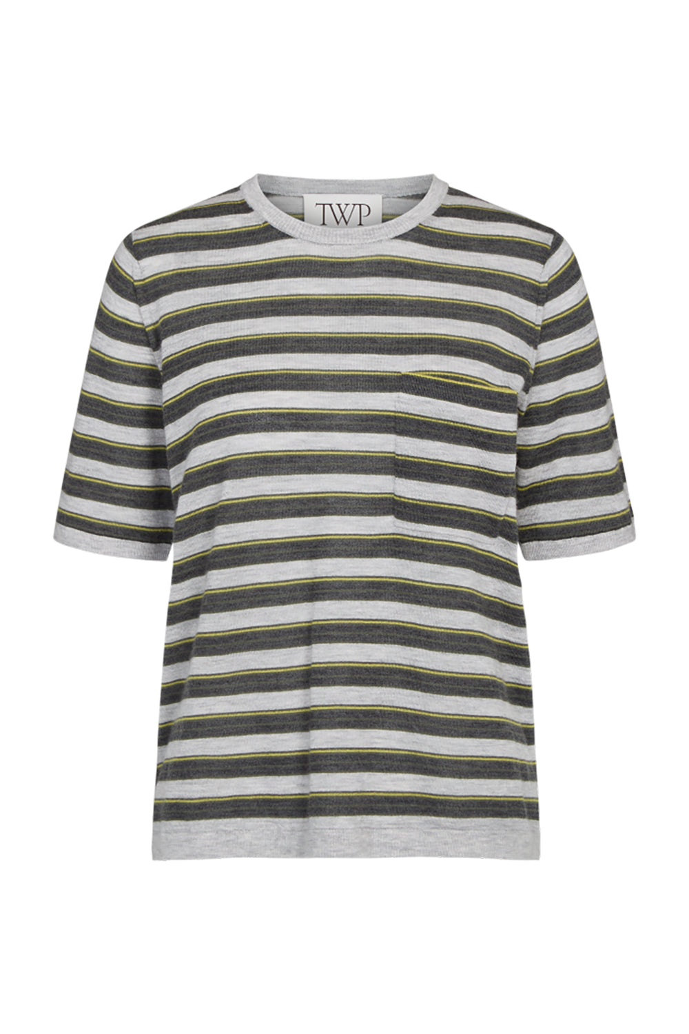 Striped True Crewneck in Superfine Cashmere Beetle Multi