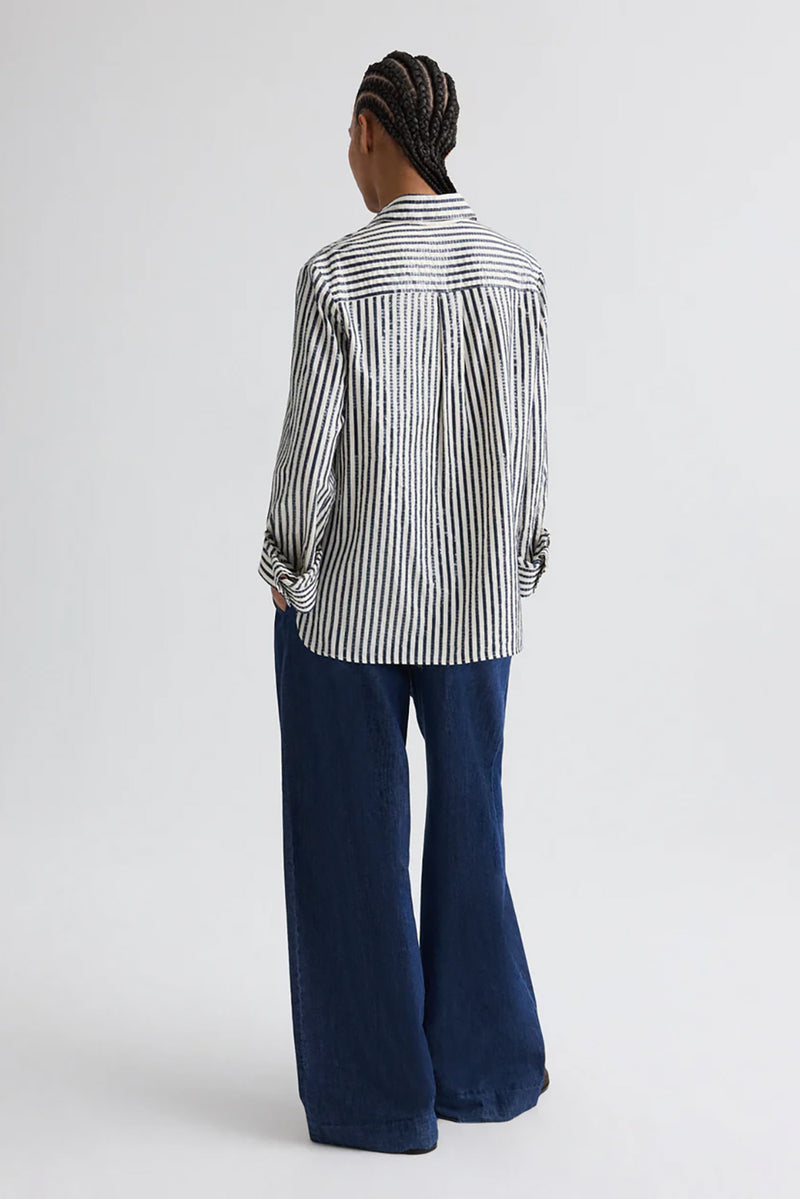 Next Morning Shirt in Cotton Sequin Indigo White