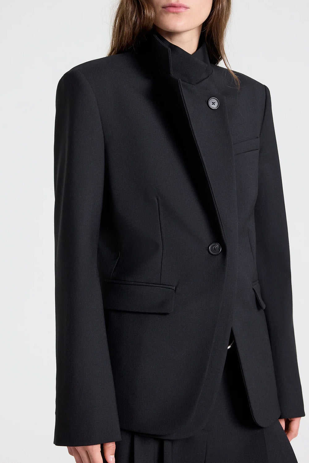 The Double Take Blazer in Soft Finish Stretch Wool Black