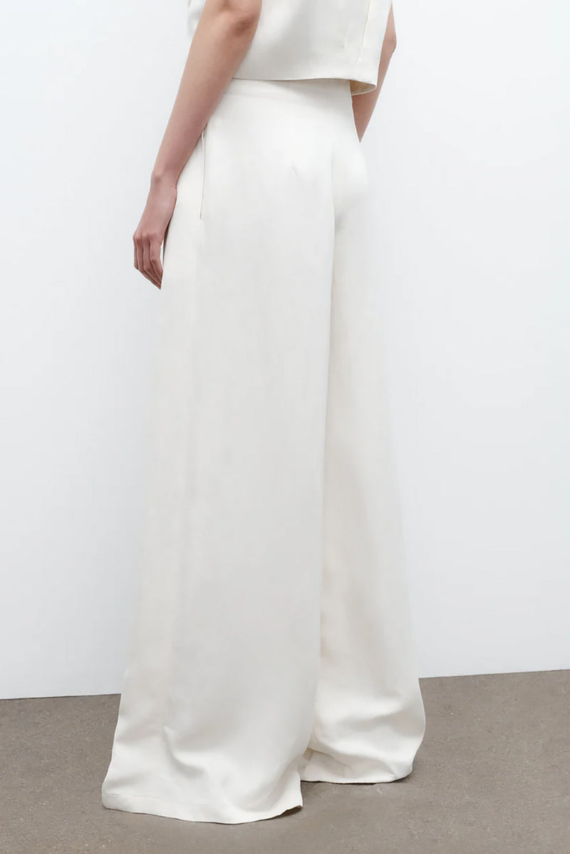 Drew Pant in Coated Viscose Linen in Bone
