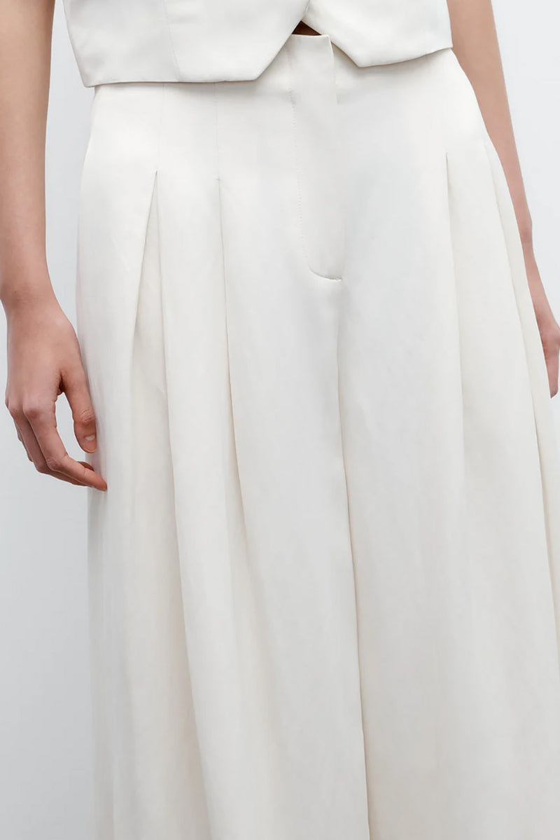 Drew Pant in Coated Viscose Linen in Bone