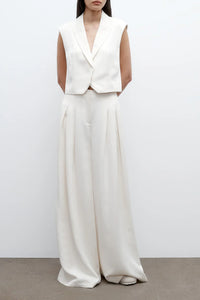 Drew Pant in Coated Viscose Linen in Bone