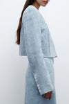 Drink At Costes Jacket in in Lightweight Washed Hemp Denim Light Indigo