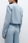 Drink At Costes Jacket in in Lightweight Washed Hemp Denim Light Indigo