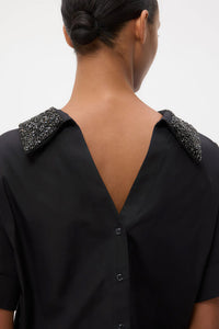 Forever & Always Reversible Shirt w/ Crystal Collar in Black