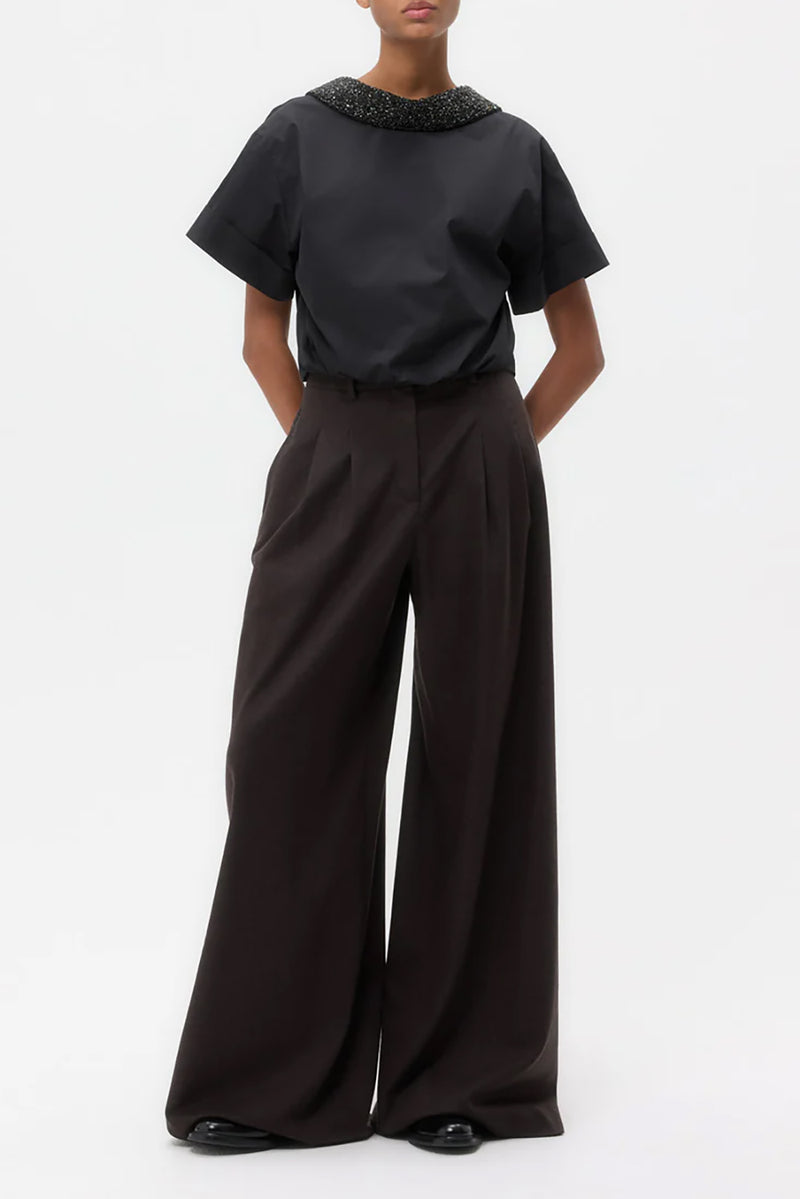 Forever & Always Reversible Shirt w/ Crystal Collar in Black