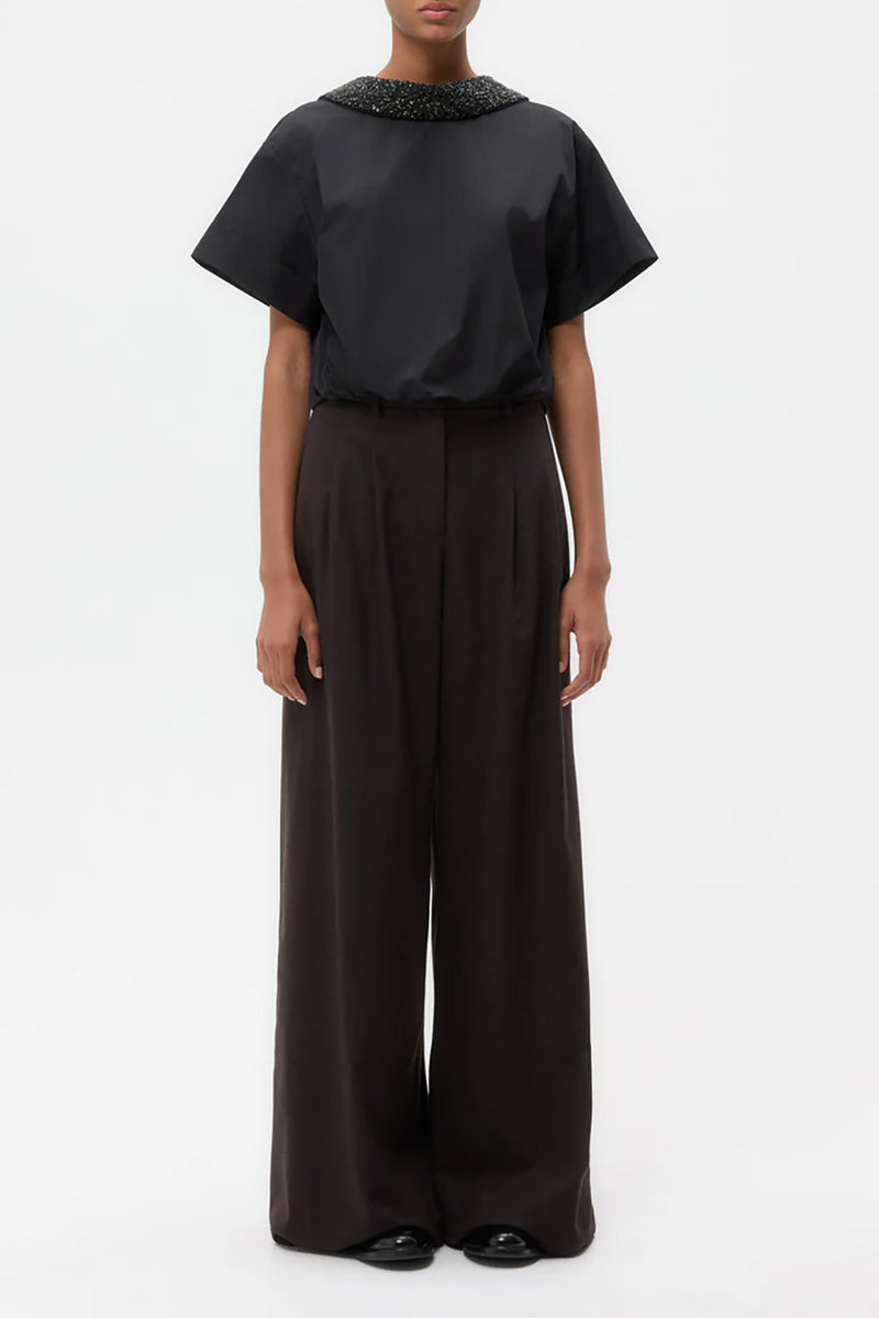 Forever & Always Reversible Shirt w/ Crystal Collar in Black