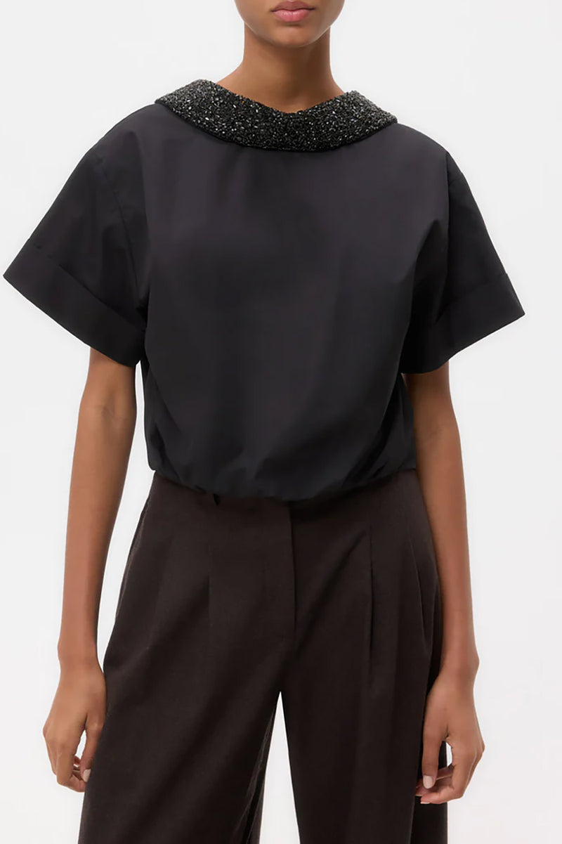 Forever & Always Reversible Shirt w/ Crystal Collar in Black