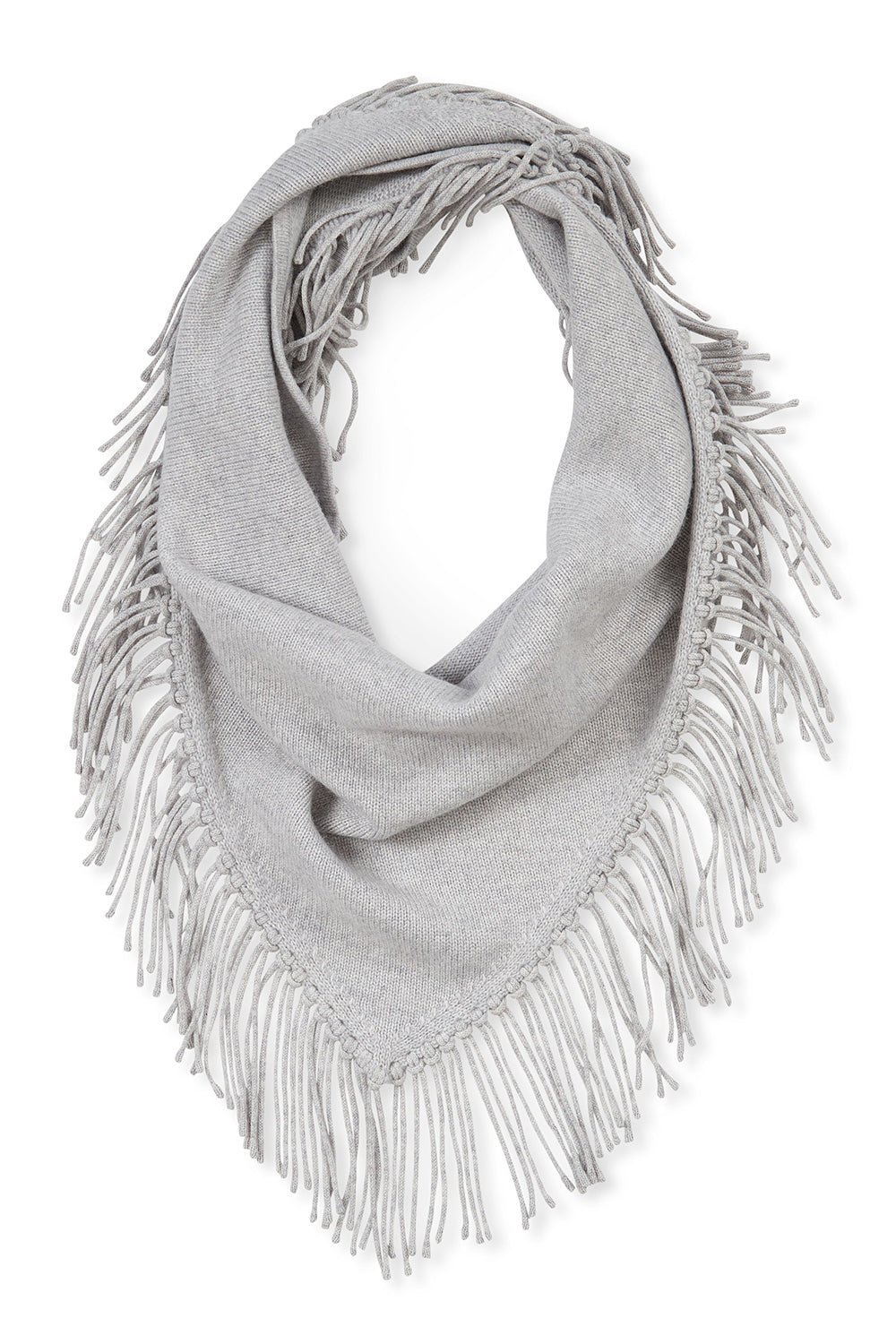 Fringe Triangle Scarf in Light Heather Grey
