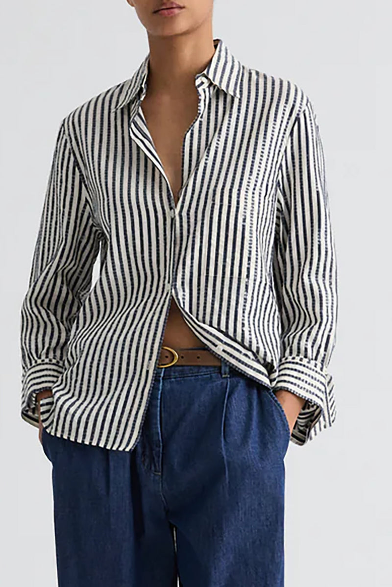 Next Morning Shirt in Cotton Sequin Indigo White