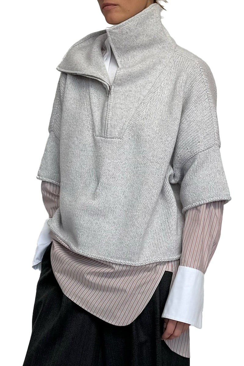 In The Morning Sweater in Cashmere Light Heather Grey