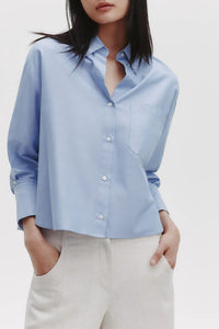 J.D. Shirt in Oxford Cotton Shirting Blue