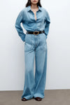 Mecox Beach Pant in Linen Cotton Denim Vintage Wash