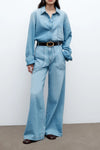 Mecox Beach Pant in Linen Cotton Denim Vintage Wash