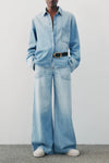 Mecox Beach Pant in Linen Cotton Denim Vintage Wash