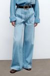 Mecox Beach Pant in Linen Cotton Denim Vintage Wash
