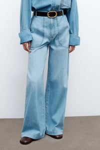 Mecox Beach Pant in Linen Cotton Denim Vintage Wash