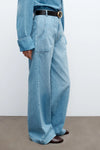 Mecox Beach Pant in Linen Cotton Denim Vintage Wash