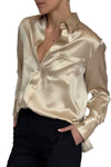 Joey Shirt in Silk Charmeuse Champagne
