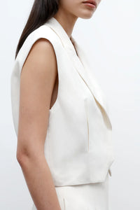 Katie Vest in Coated Viscose Linen Bone