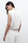 Katie Vest in Coated Viscose Linen Bone
