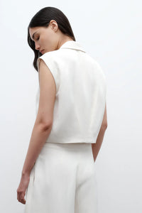Katie Vest in Coated Viscose Linen Bone