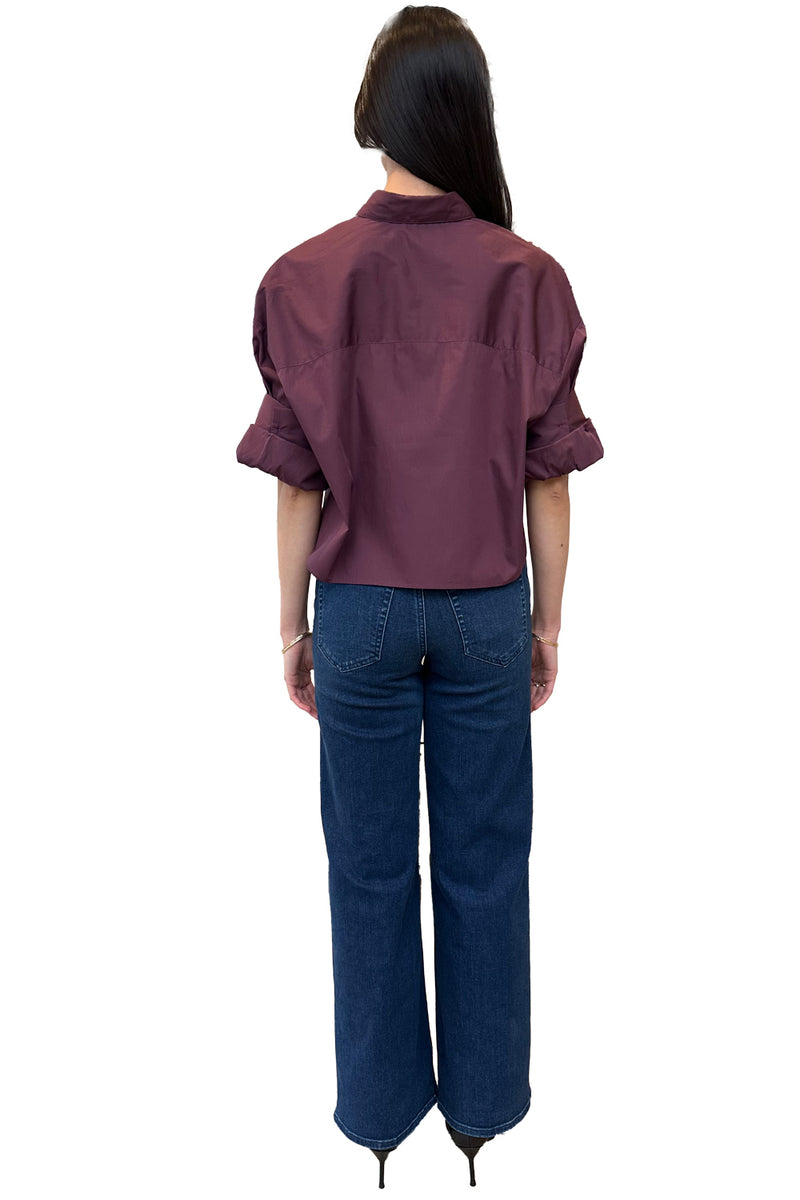 Next Ex Shirt in Superfine Cotton Mauve Wine