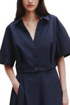 She Comes and Goes Again Top in Cotton Shirting Midnight