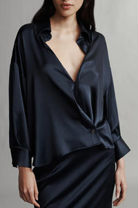 Run, Don't Walk Top in Silk Charmeuse Midnight