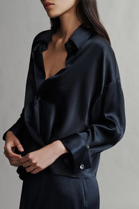 Run, Don't Walk Top in Silk Charmeuse Midnight