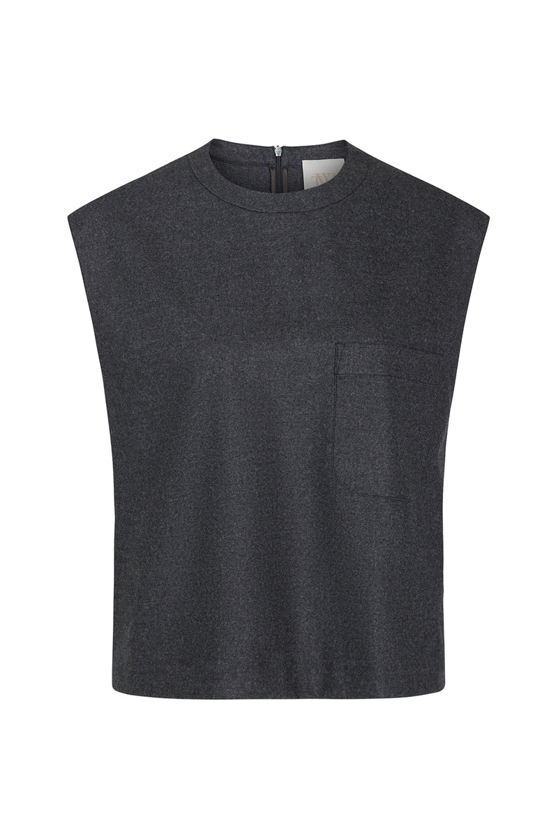 Muscle Tee in Wool Flannel Charcoal