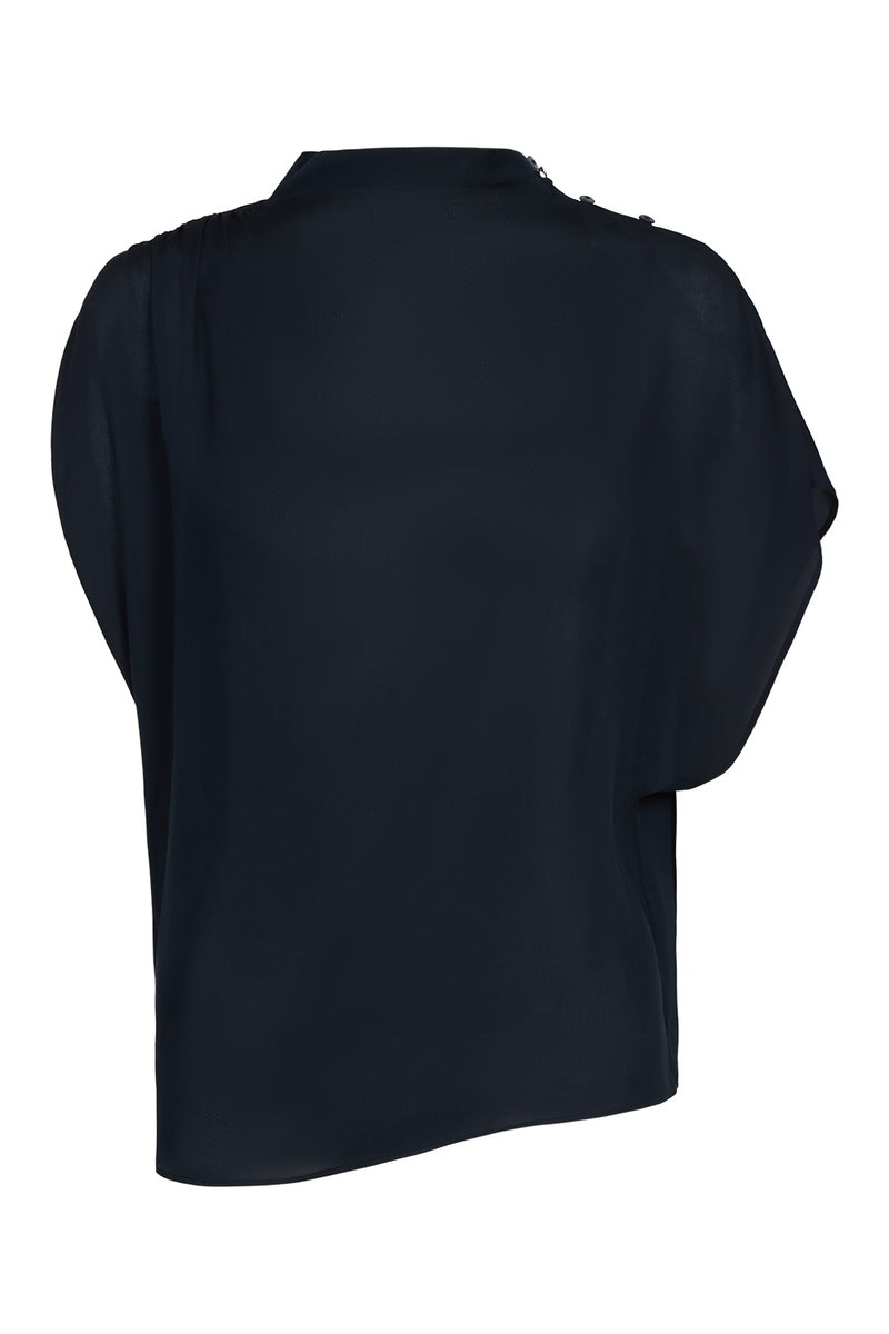 Wish You Would Top in Silk Georgette Midnight