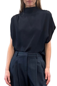 Wish You Would Top in Silk Georgette Midnight