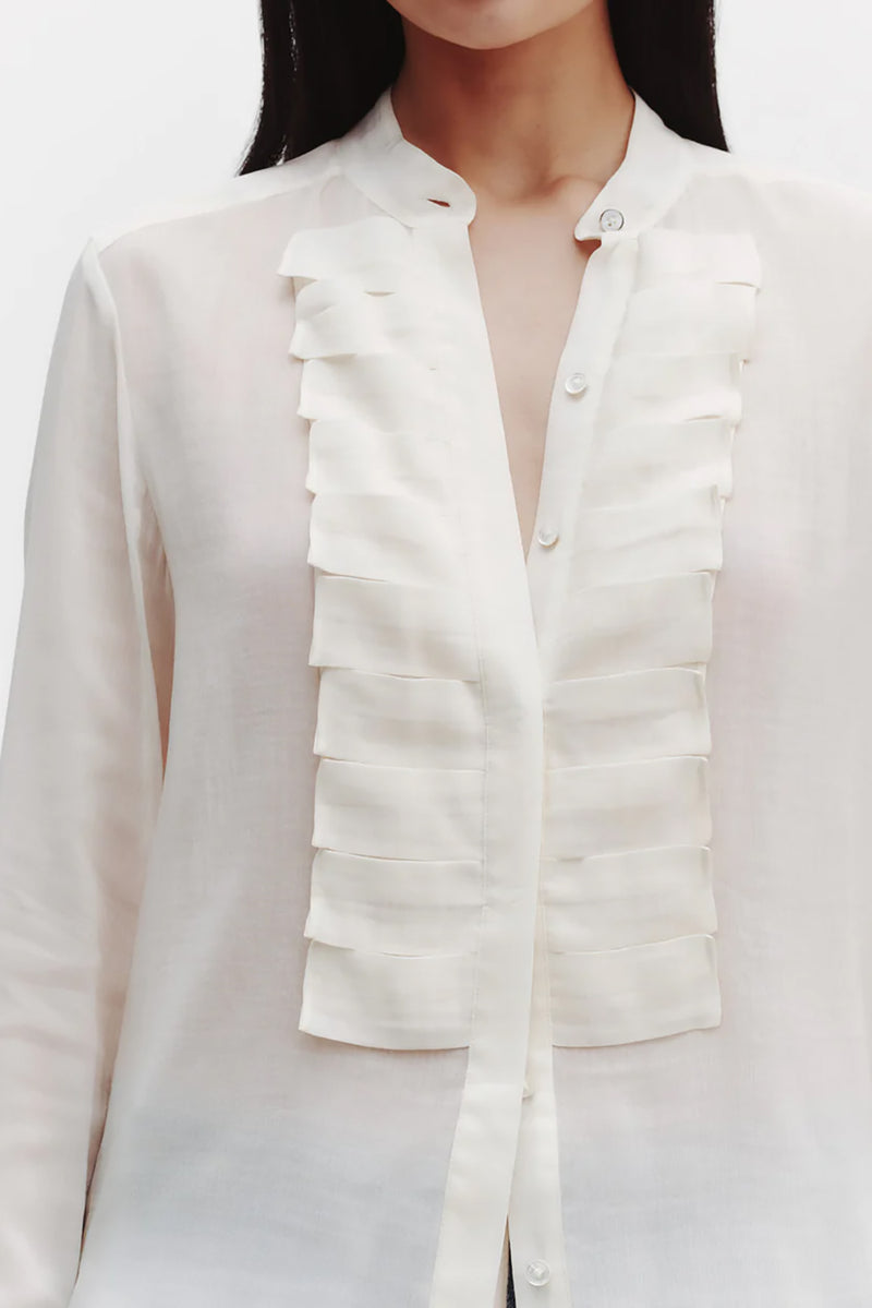 Beloved Top in Sheer Crinkled Shirting Ivory