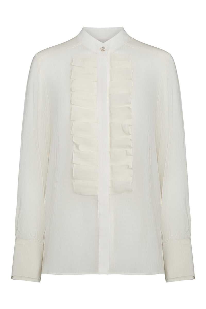 Beloved Top in Sheer Crinkled Shirting Ivory